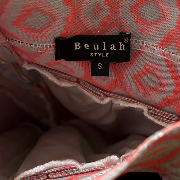 Beulah Style Pleated Tiers Elastic Mini Skirt Orange Silver Geometric Small - Picture 6 of 6